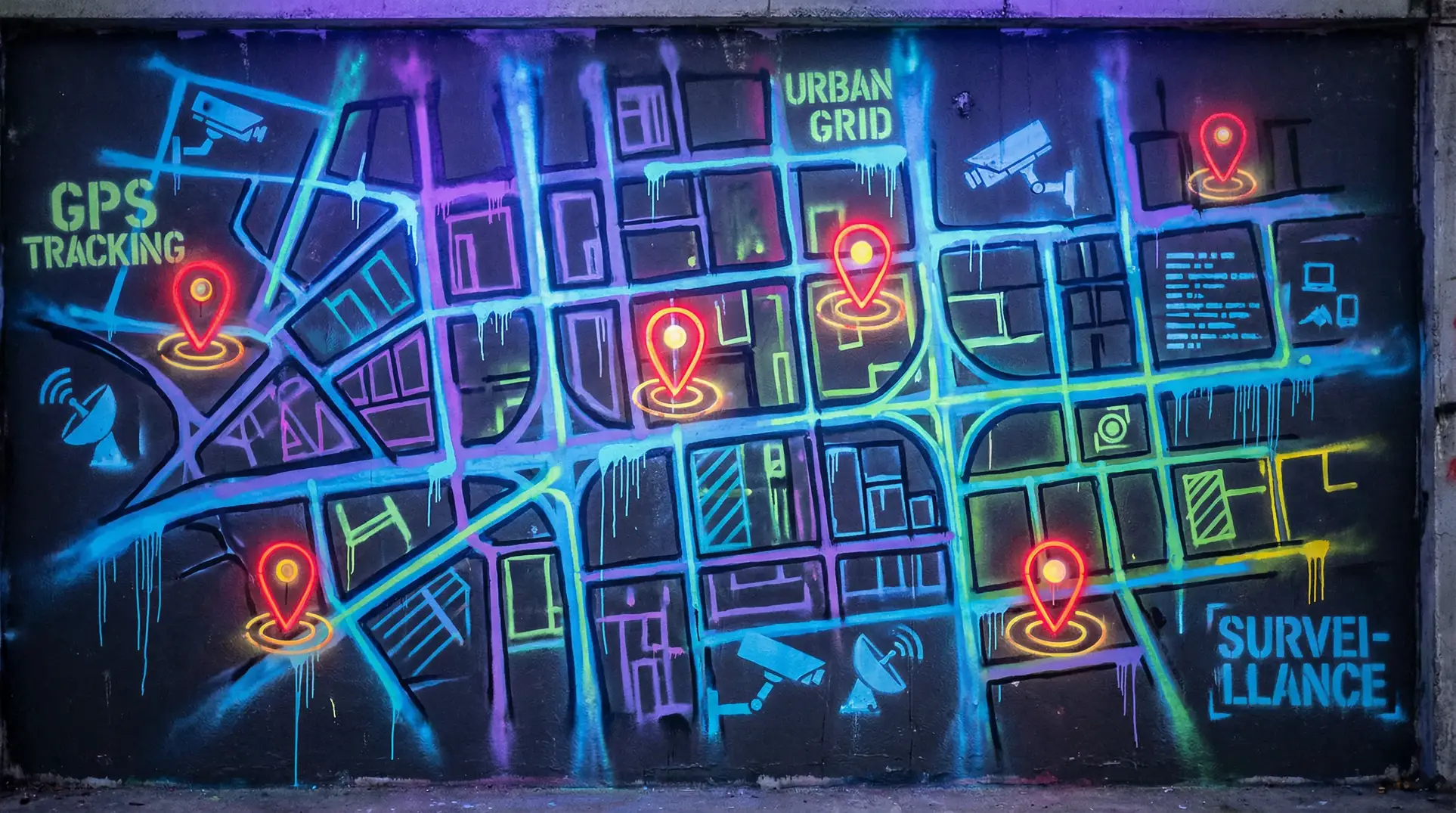 不良研究所网站 狗仔追踪地图 - 城市涂鸦风格